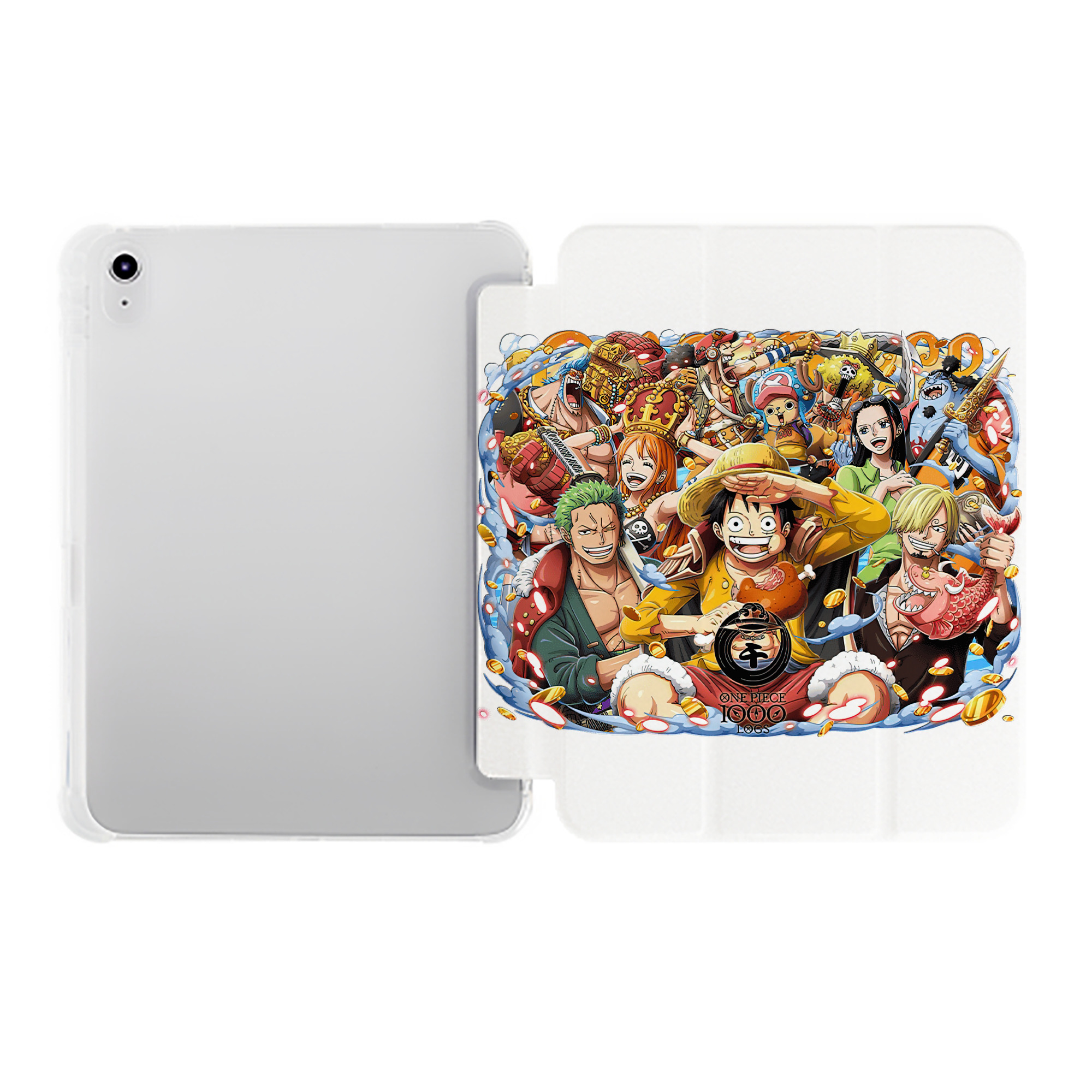 （画像用） ワンピース モンキー・D・ルフィ ONE PIECE Monkey D. Luffy IPad ケース ペン収納付き 三つ折りスタンド PUレザー×シリコン 対応機種9.5/10.5/10.9インチ